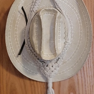 Macrame hat holder