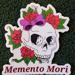 Memento mori skull and roses decal