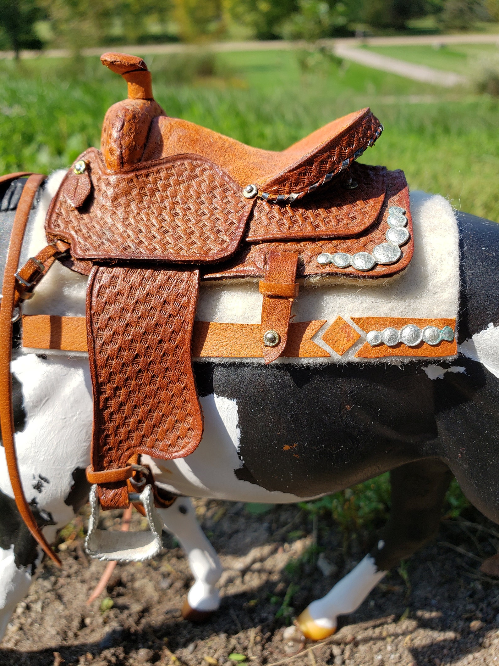 Handmade Western Tan Basket Weave Saddle. Breyer Horse Etsy