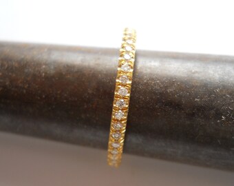 Anello impilabile di diamanti naturali, anello di eternità di diamanti bianchi, oro 22K, anello di diamanti anniversario fatto a mano, anello impilabile di nozze, regalo di lusso