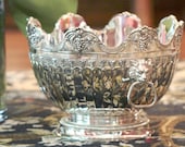 Silver Plate Monteith Bowl - Lion Head Door Knocker Style Handles - Scalloped edge - Fluted with a Pedestal Base