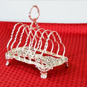 Antique Elkington Silver Plate Toast Rack - 1879 English Silver Plate Toast Rack - Fretwork Toast Rack - Toast Rack with Pierced Silver Base