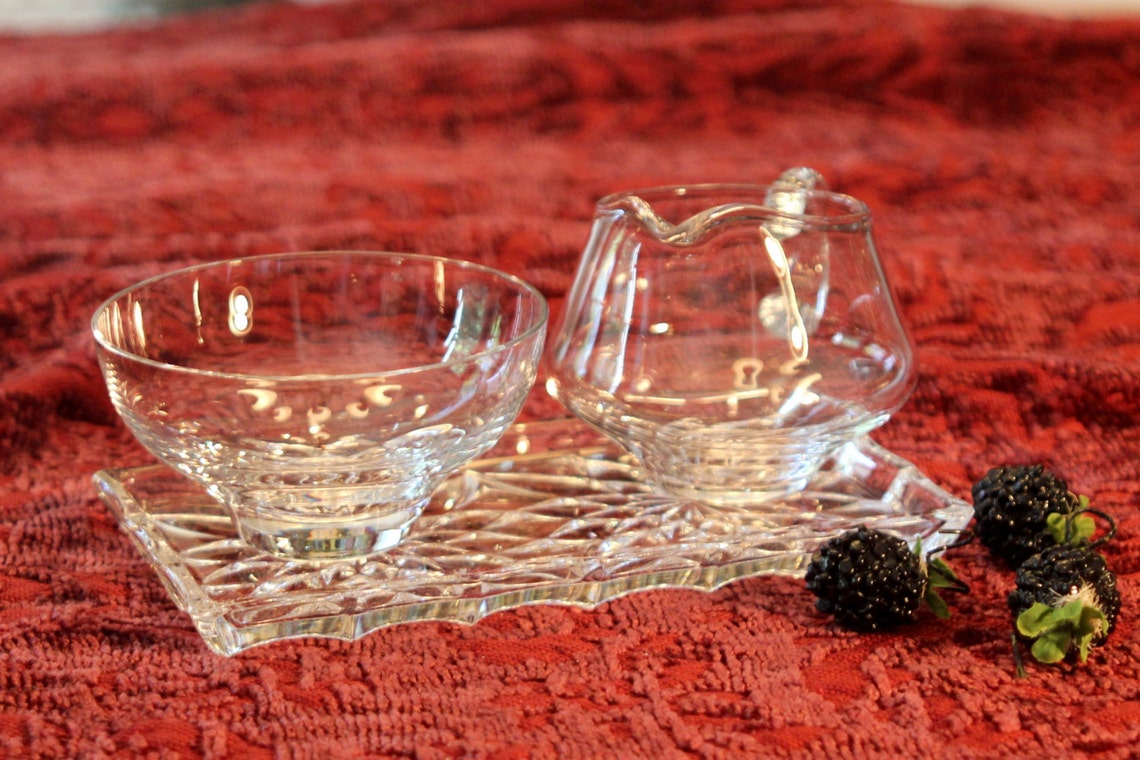 Crystal Cream and Sugar Set Crystal Tray Etsy