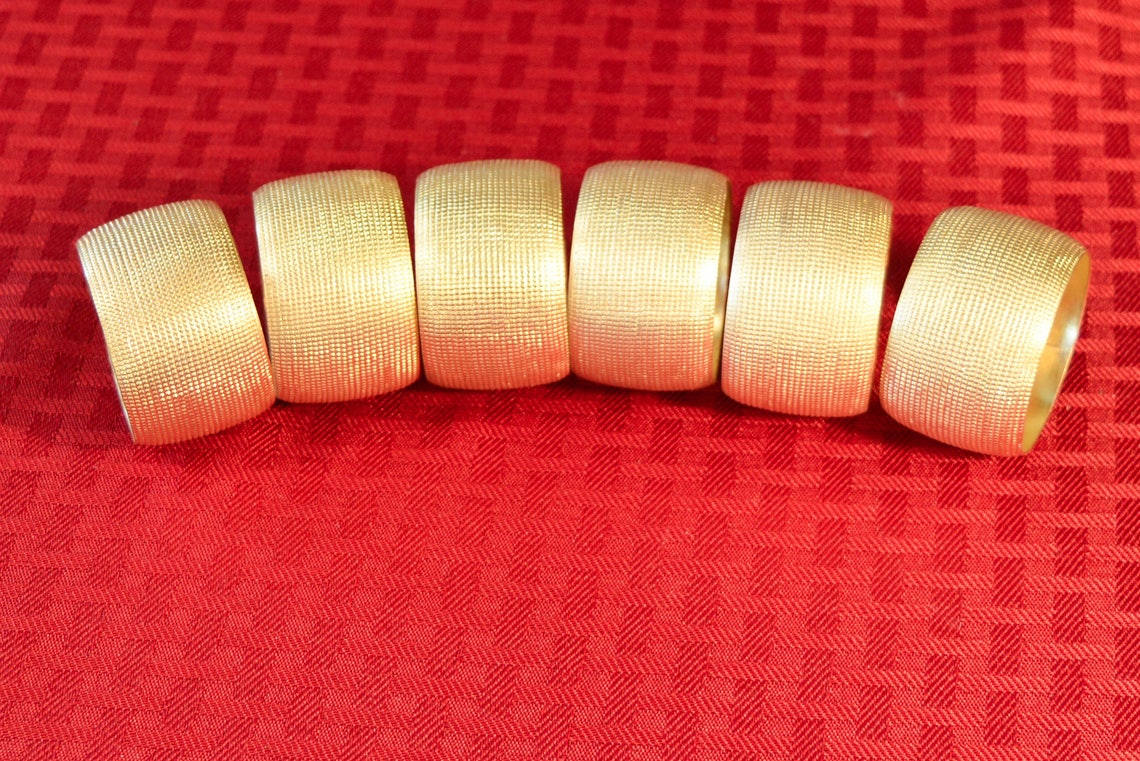 Set of 6 Gold Napkin Rings Textured Gold Napkin Rings Etsy