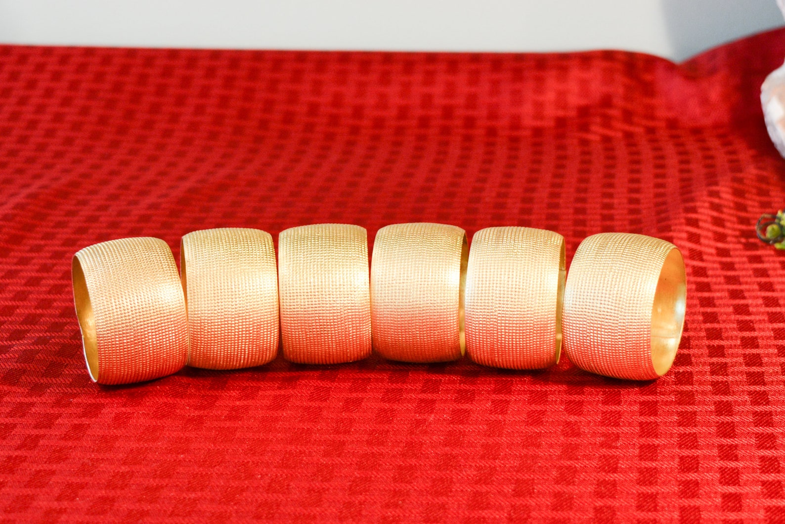Set of 6 Gold Napkin Rings Textured Gold Napkin Rings Etsy