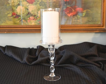 Blown Glass Candle Holder - Glass Hurricane Lamp Candle Stand - Clear Blown Glass Candle Holder - Glass Candle Centerpiece