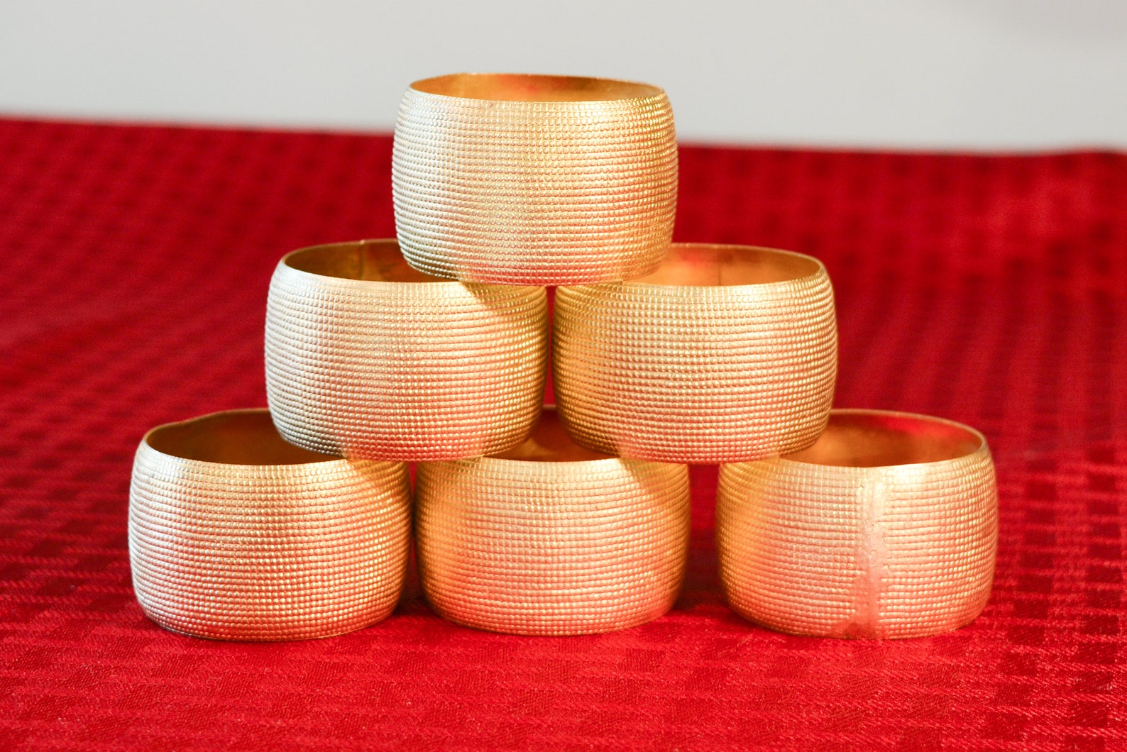 Set of 6 Gold Napkin Rings Textured Gold Napkin Rings Etsy