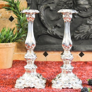 Vintage Brass Candlesticks, Pair of Candle Holders with Glass Bobeches