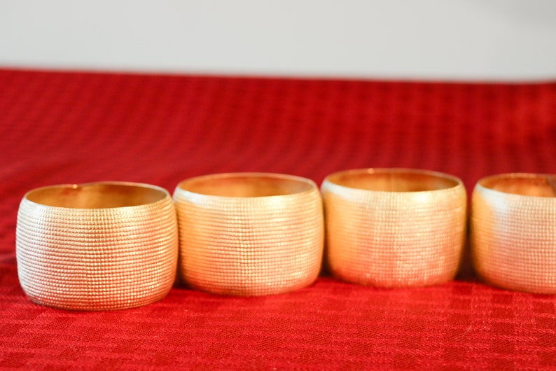 Set of 6 Gold Napkin Rings Textured Gold Napkin Rings Etsy