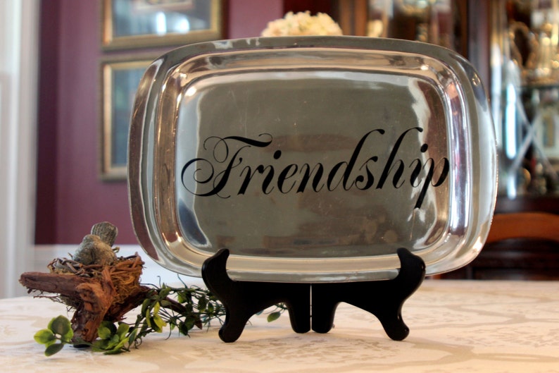 Pewter Tray Friendship Sign Wall Plaque Vanity Image 0