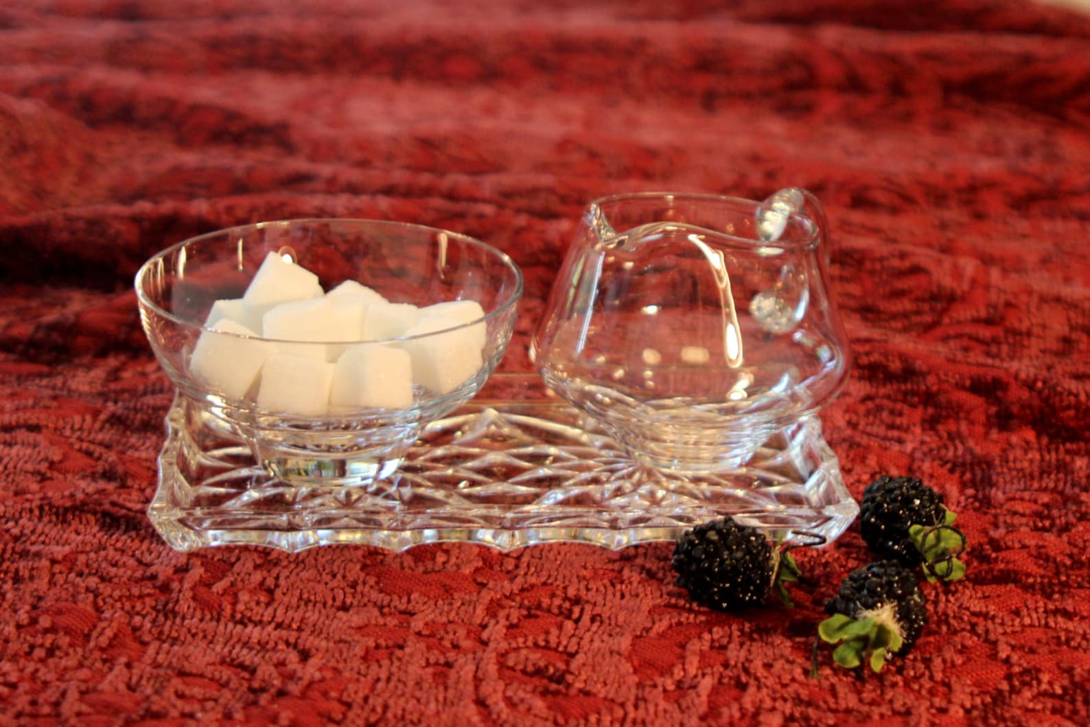 Crystal Cream and Sugar Set Crystal Tray Etsy