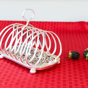 Antique George Bishop Silver Plate Toast Rack - 1800 English Silver Toast Rack Ornate Fretwork Bottom - 6 Slice Toast Stand - Letter Holder