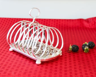 Antique George Bishop Silver Plate Toast Rack - 1800 English Silver Toast Rack Ornate Fretwork Bottom - 6 Slice Toast Stand - Letter Holder