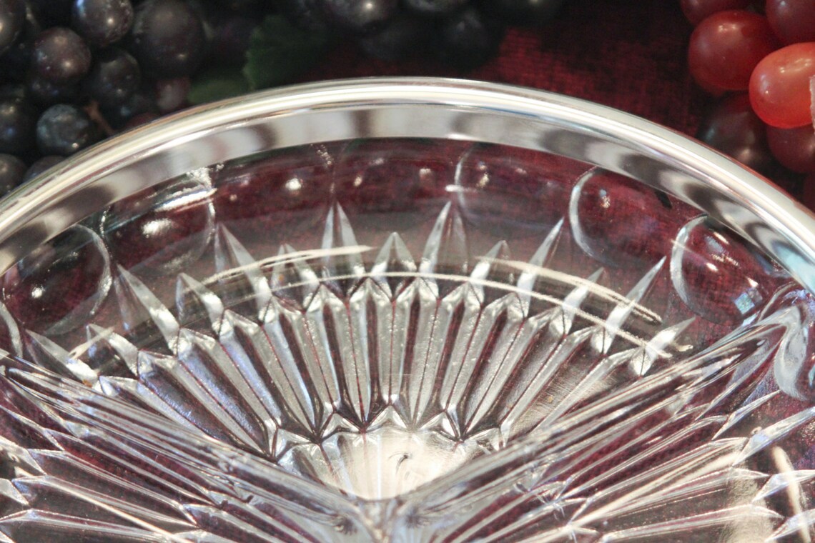 Vintage Pressed Crystal Divided Serving Platter With a Silver Etsy