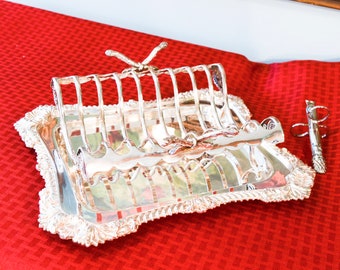 Walker & Hall Silver Plate Aspargus Rack - Silver Plate Serving Tray - Silver Plate Asparagus Server - 3 Piece Asparagus Serving Set