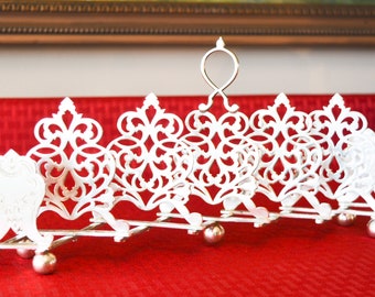 Vintage Silver Plate Toast Rack - Engraved Fretwork Design - Exandable 6 Slot Toast Rack - Letter Rack - Accordian Style Toast Rack