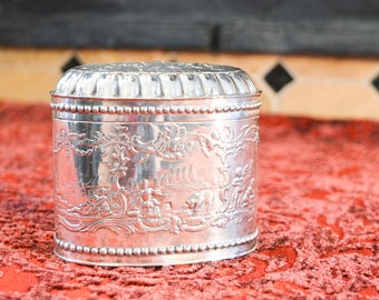 Antique Dutch Silver Box - Repousse Pastoral Scenes - Hinged Silver Box - Sterling Silver Box - Dutch Peppermint Box
