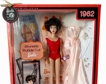 50th Anniversary Reproduction 1962 Brunette Bubble Cut Barbie Doll, My Favorite Barbie, Mattel, Vintage Barbie Collector
