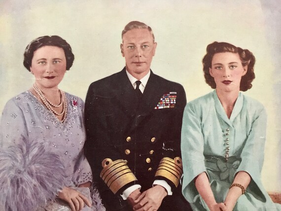 Print Of King George Vi Queen Elizabeth And Princess Margaret Etsy