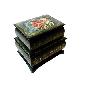 Double Compartment, Hand Painted Lacquer Box, Signed, Paper Mâché Box, Russian Folklore, Fairy Tale