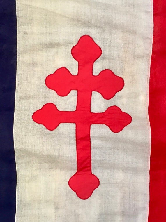 Vintage French Flag, the Cross of Lorraine, Free French Flag