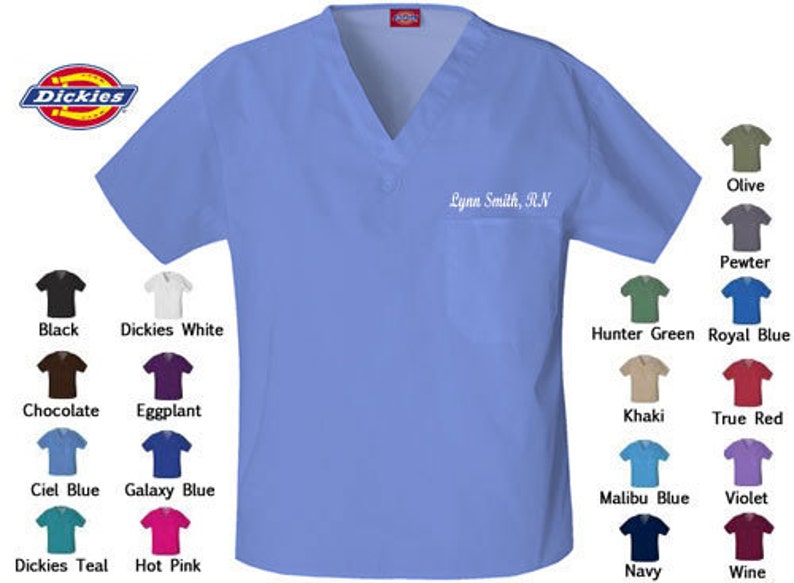Unisex Scrub Top Personalized with Name Embroidery Lots of Etsy