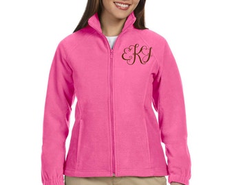 Ladies Custom Monogrammed Full Zip Fleece Jacket