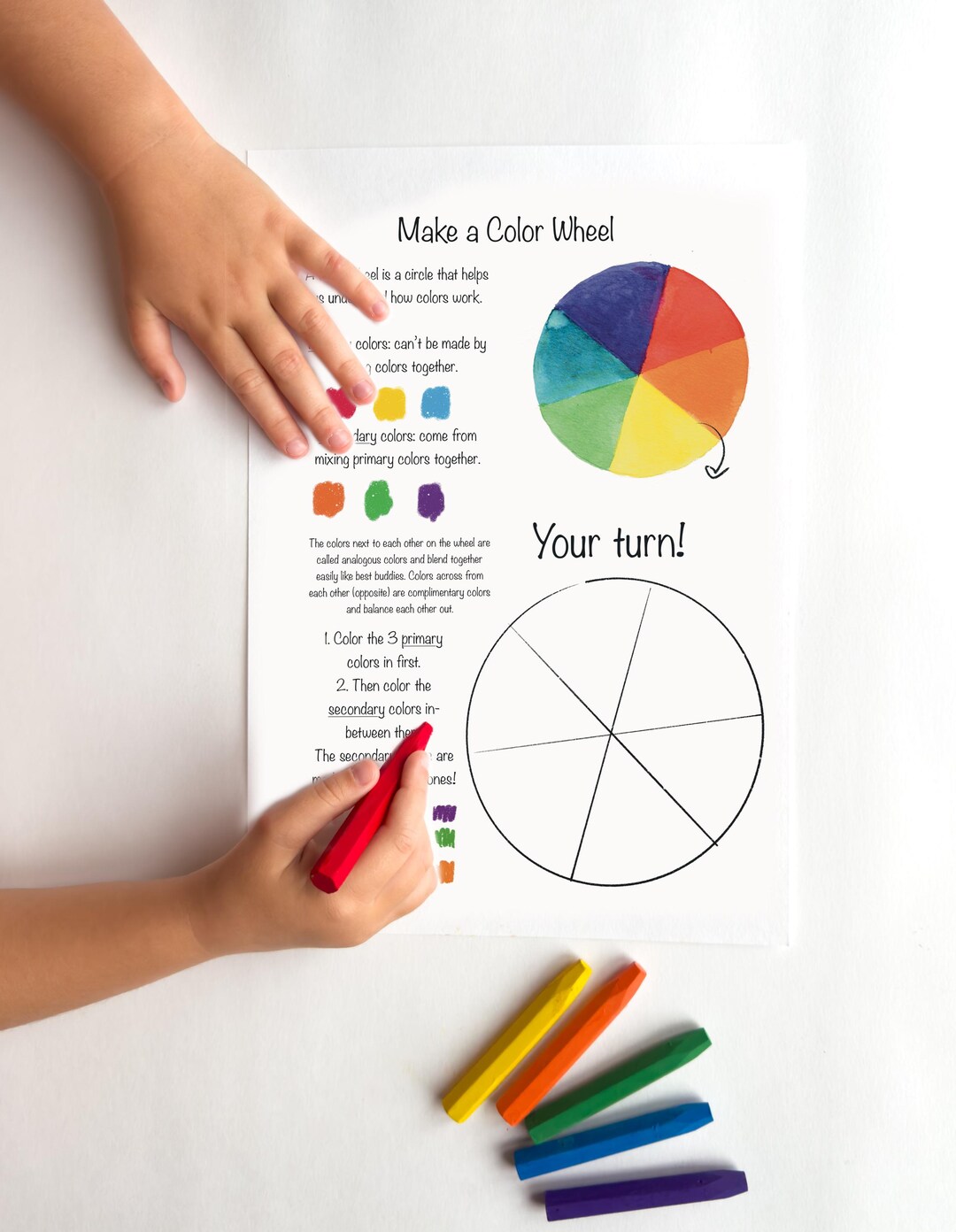 Color Wheel Worksheet for Kids *DIGITAL Download - Etsy UK