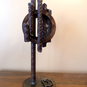 Abstract Recycled Found Metal Sculpture &quot;PRIMITVE GEOMETRY&quot;
