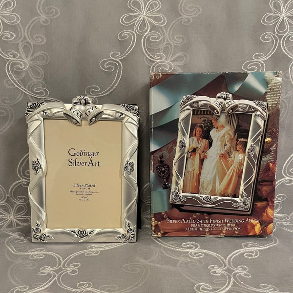 Godinger Classic Silver Plaqué Satin Finish Album photo de mariage 4x6 » vintage Nouveau dans la boîte
