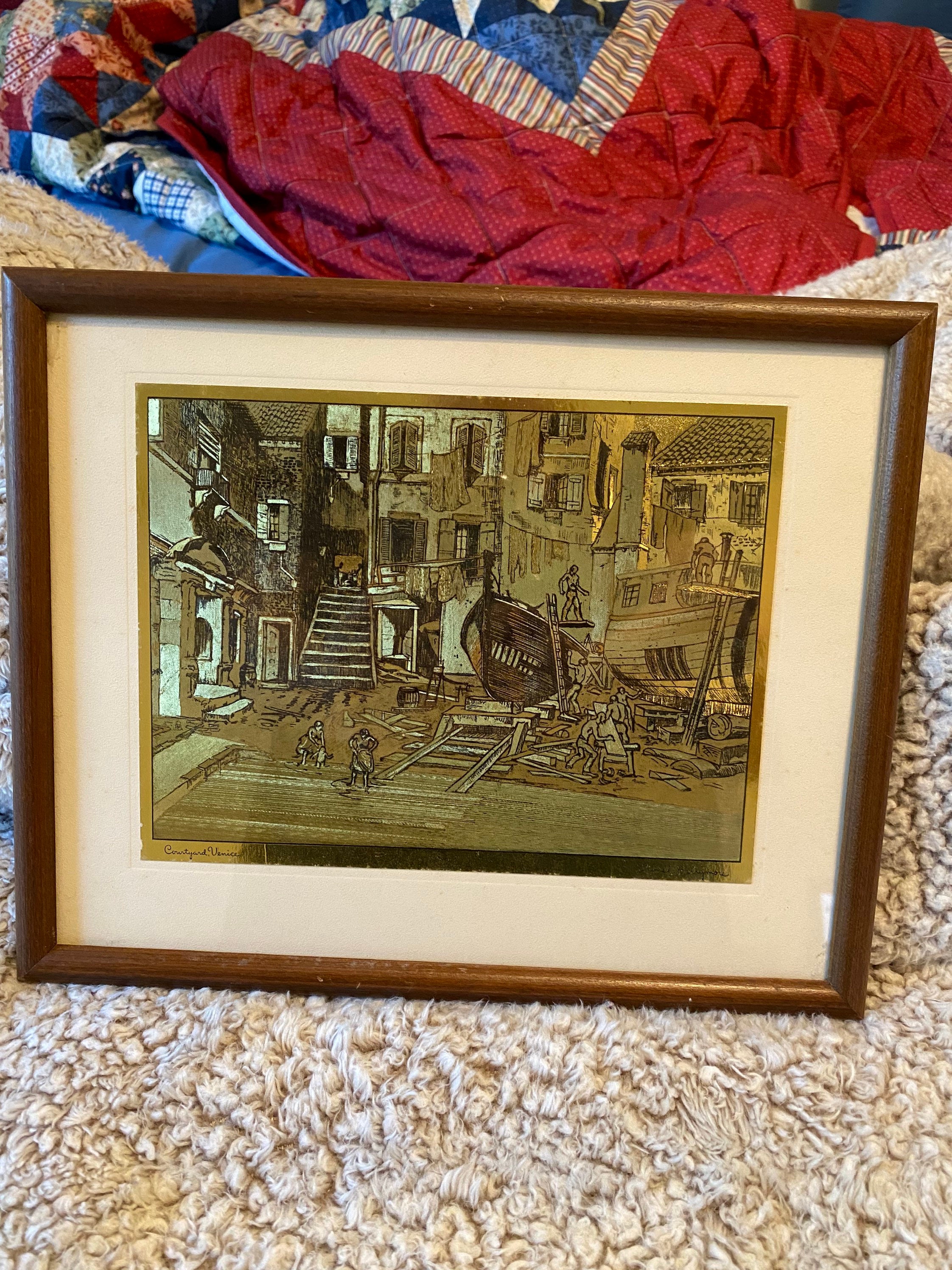 Lionel Barrymore Framed Foil Print Courtyard Venice Italy