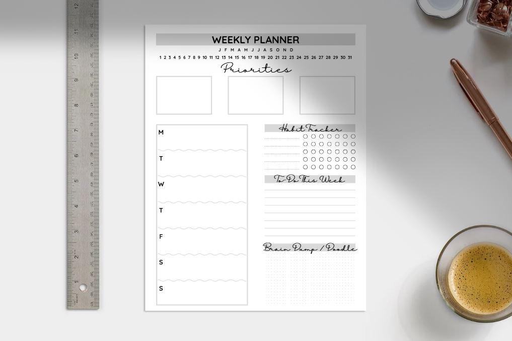 Weekly Planner Printable | Minimalist Grey Planner | Adhd-friendly ...