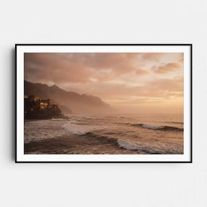 Vintage Sunset Village Surf Photography Print, Coastal Wall Art, Digital Download