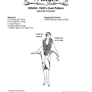 WN402 - 1920's Coat Sewing Pattern by Wingeo