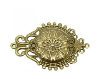 ABE018 - Vintage Victorian Styled Steampunk Filigree Ornate Embossed Embellishment in Antique Bronze/Brass Finish