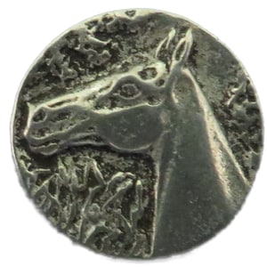 RJ625 - Hand Cast Pewter Button - 9/16"  Horse Head Pewter Buttons (Card of 4)