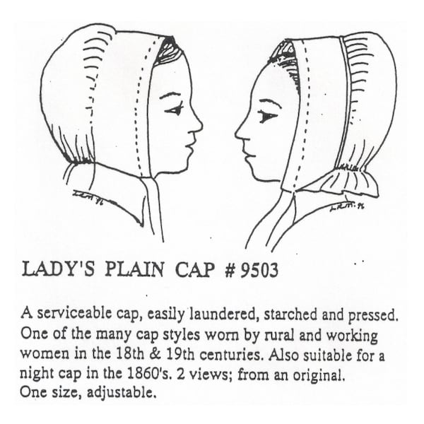 MI9503 - 1700's to 1800's Lady's Plain Cap Sewing Pattern by Miller's Millinery
