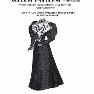 AG2153 1894 Tailor Gown with Waiter Jacket & Vest Sewing Pattern by Ageless Patterns image 1