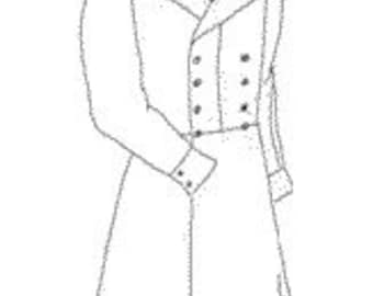 PI704 - 1840s Double Breasted Frock Coat Sewing Pattern by Period Impressions