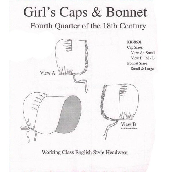 KK8601 - Girl's Caps & Bonnet Sewing Pattern by Kannik's Korner