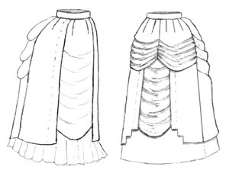 1870s – 1880s Victorian Sewing Patterns     TV381 - 1885 Pannier Panel Add-on Sewing Pattern by Truly Victorian  AT vintagedancer.com