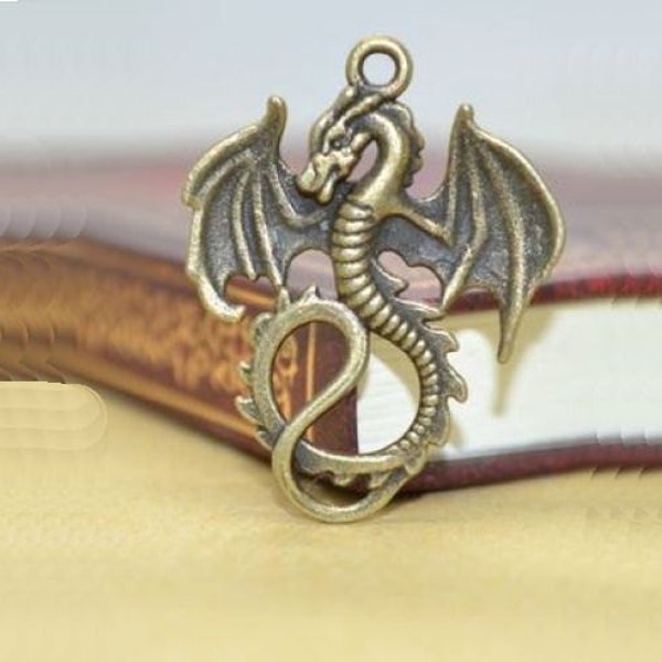 ABJ012 - Ascending Dragon Pendant in Brass/Bronze Finish