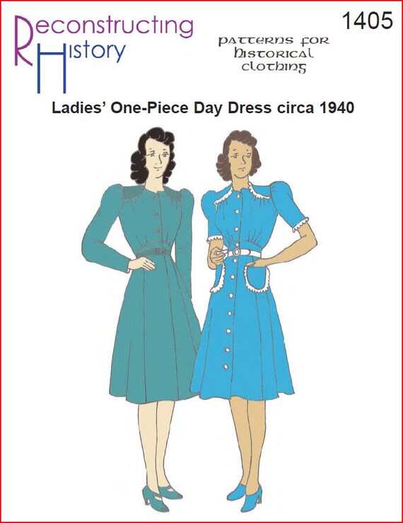 RC1405 1940 Ladies One piece Dress Sewing Pattern by