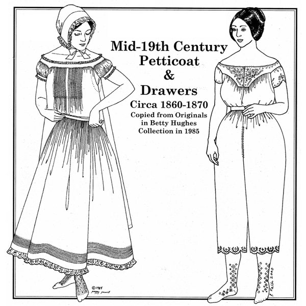 PA706 - 1850s-1860s Drawers and Petticoat Sewing Pattern by Past Patterns