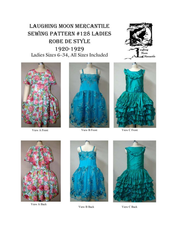 LM128 1920 1929 Ladies Robe De Style Dress Sewing Pattern by Laughing Moon Etsy UK