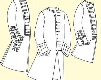JRCoat - 1750s Coat with Military Variations for the Officer or Enlisted Man Sewing Pattern by JP Ryan