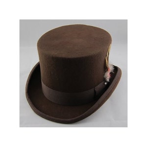 STTHBR - Brown Wool Felt Top Hat in sizes 54.5-61cm circumference.