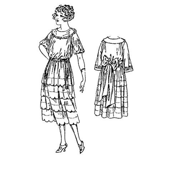 PAC3055 - 1925-26 Misses' Tucked Slip-over Dress Pattern by Past Patterns