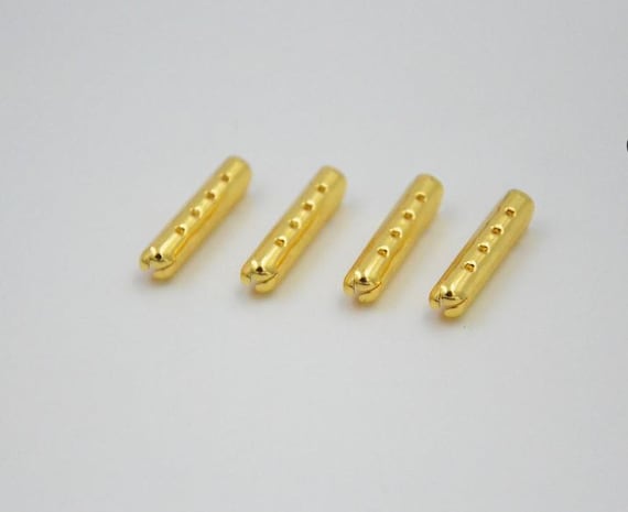 2 PAIRS SQUARE Gold Metal Shoe Lace End Tips Aglets Replacement