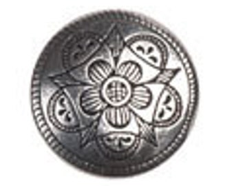 TP223 (4 sizes)  -  Håndstøpte Knapper Intricate Flower Burst Pewter Button